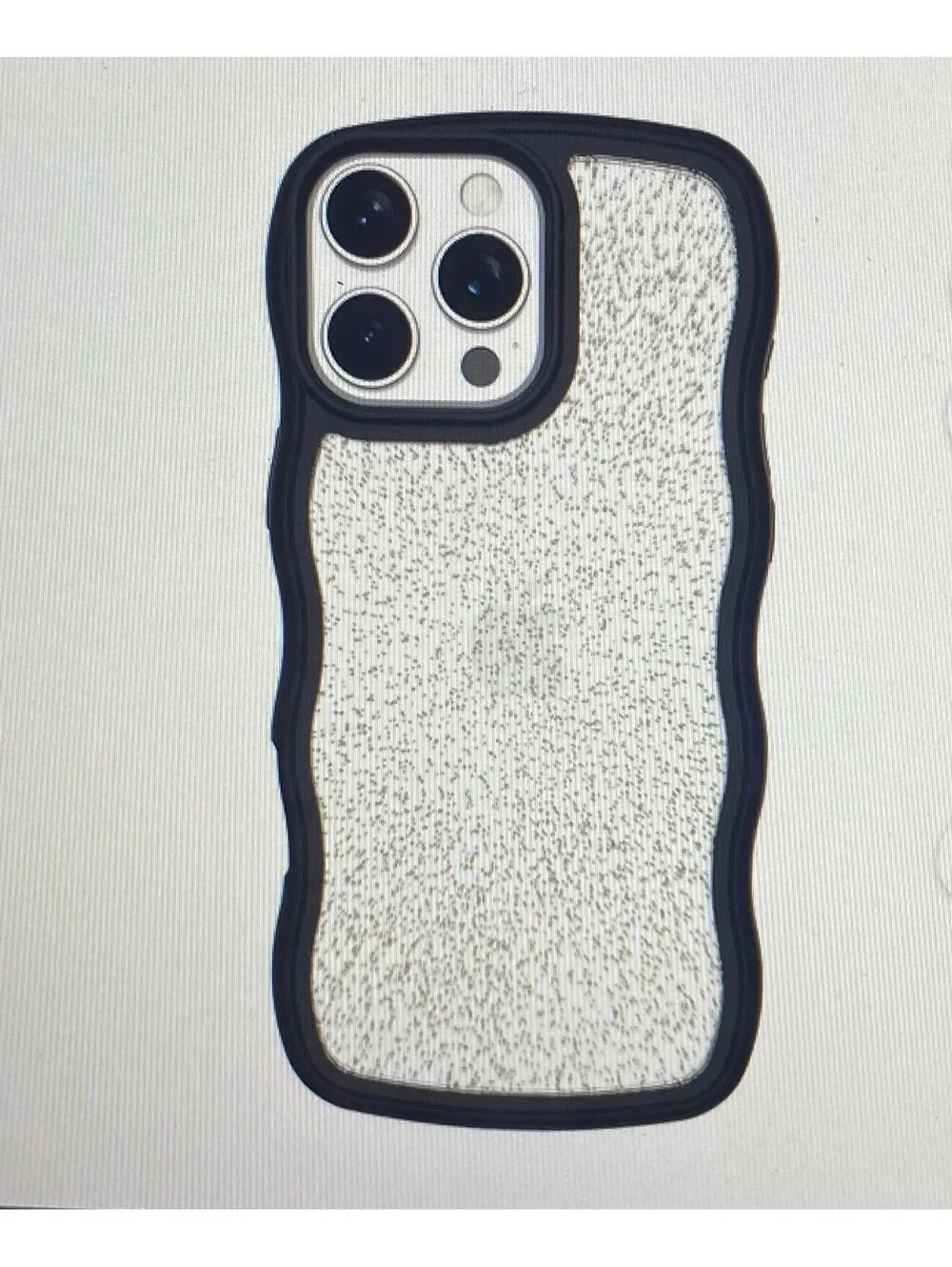 Onn Wavy Grip Case for iPhone 16 Pro Max Black/ Gold Glitter